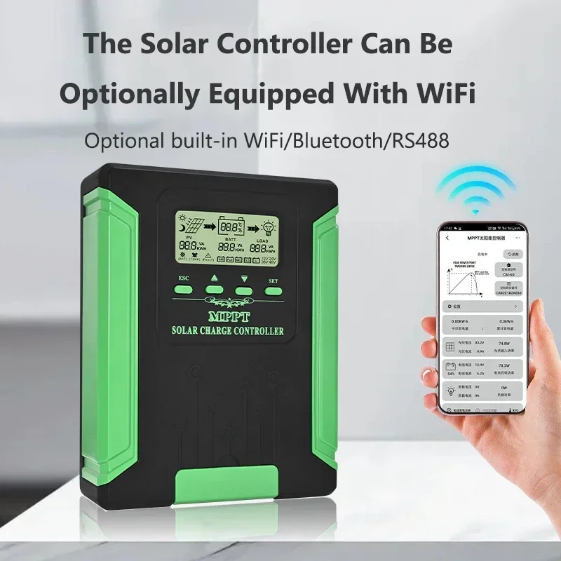 Imagem -03 - Controlador de Carga Solar Mppt 80a 100a 120a Controlador Solar 12v 24v 36v 48v Regulador Automático do Painel Solar Display Lcd com Wifi