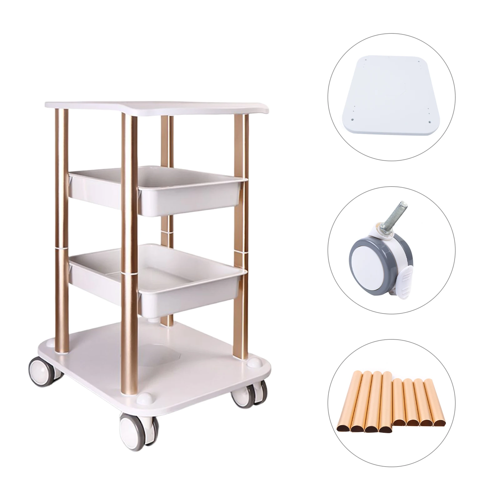 For Cavitation Beauty Machine Stand Rolling Cart ABS Aluminum Beauty SPA Trolley