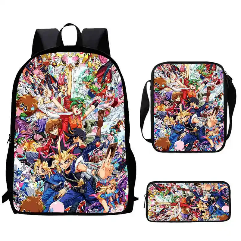 Anime Game Yu Gi Oh Child School Backpack With Shoulder Bags Pencil Bags For Kindergarten,Best Gift For Boys and Girls