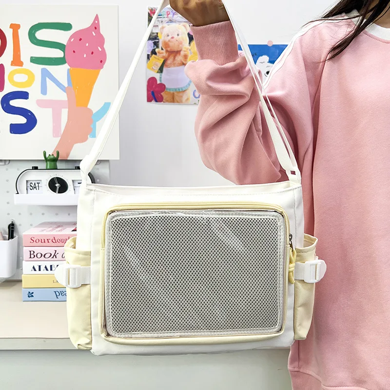 Trendy Transparent Crossbody Bag for Girls Large Capacity Shoulder Bags Fashionable School Style Texture and Versatile Ita Bag