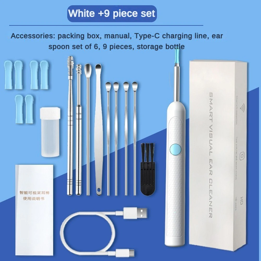 Smart Visual Ear Cleaner Set with Camera Otoscope Ear Wax Cleaner Rechargeable Endoscope Earpick Earwax Removal Health Care Set