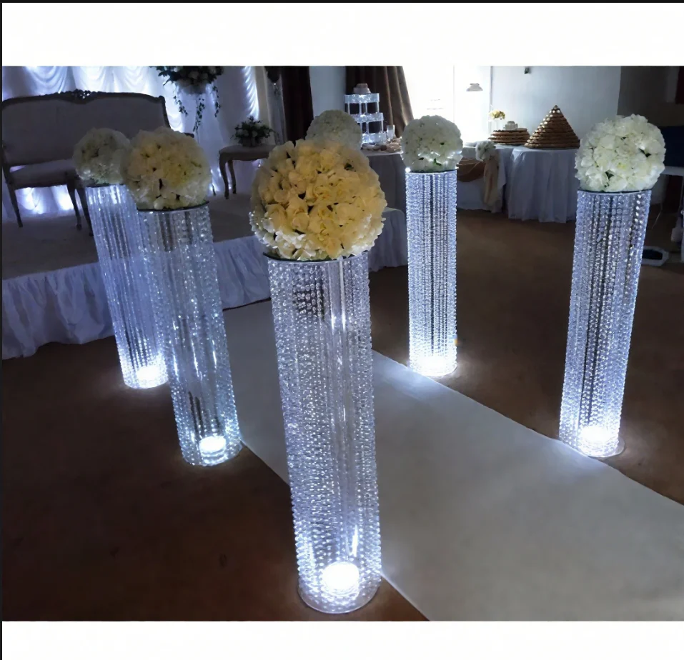 

6 PCS Crystal Wedding Acrylic Centerpieces 110cm Diameter Road Lead Event Party Decorative Items
