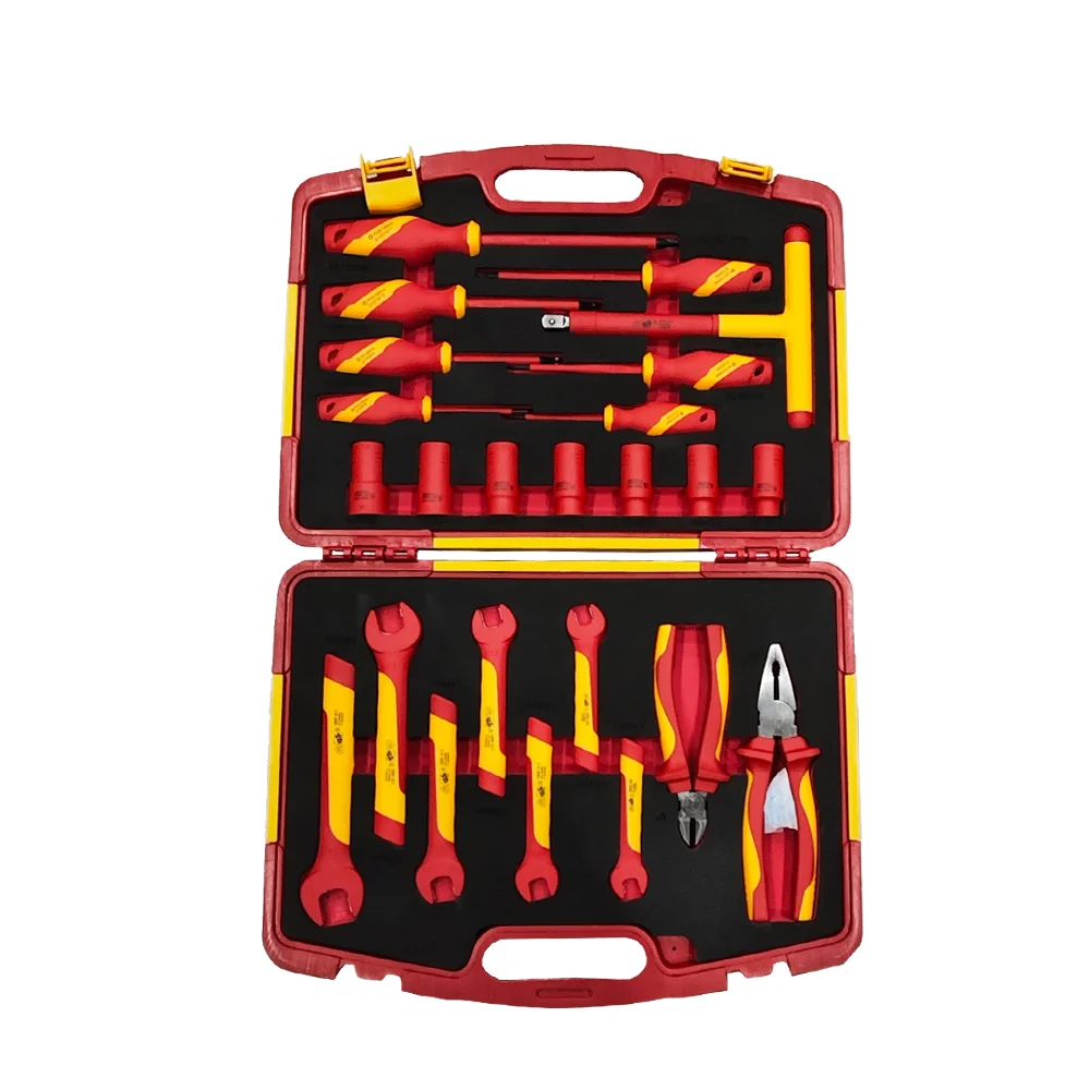 24pcs New Energy VDE Insulation Tool 1000V Open End Wrench T Wrench Pliers Combination Suit