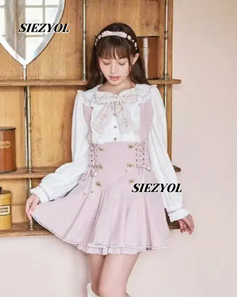 

Japanese Style Bow Embroidery Two-piece Set Lolita Sweet Girl Long Sleeve Cinched Waist Dress and Shorts Oversize Outfits