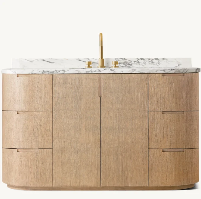 # Luxury Oak Wood Bathroom Cabinet Sets Furniture Single Extra Wide Vanity