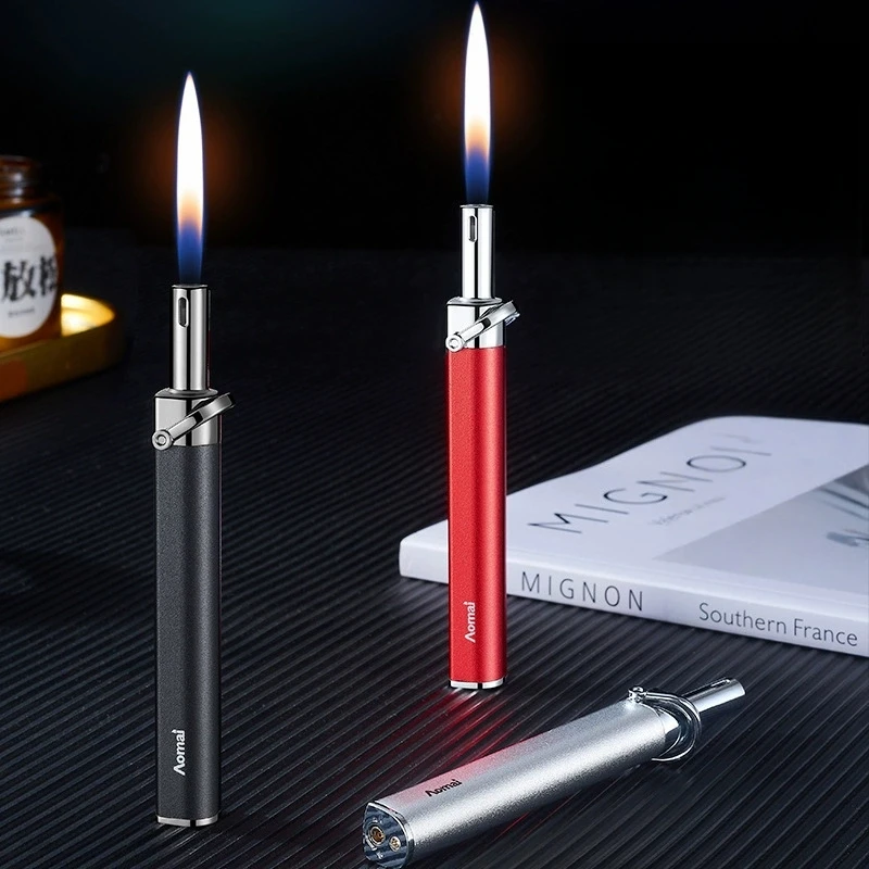 

Mini Portable Rocker Arm Torch Lighter Classcial Open Flame Inflatable Lighter Kitchen Home Outdoor Cigar Pipe Camping Lighter