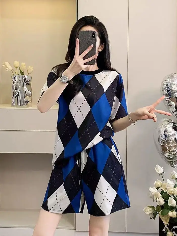 

Летние повседневные свободные шорты с короткими рукавами, спортивная одежда, комплект из двух предметов