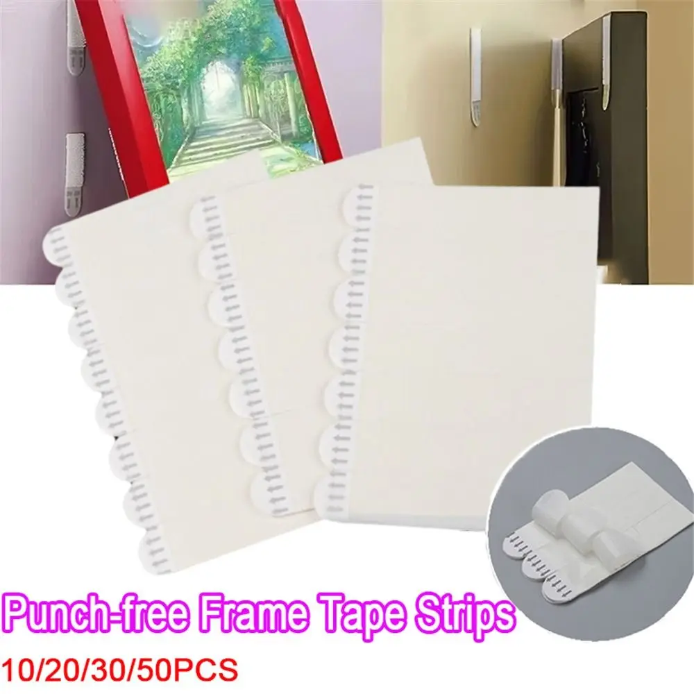 10/20/30/50PCS Punch-free Frame Tape Strips Self Adhesive No Trace Wall Hanger Picture Frame Poster Wall Hook Decorate Fixing