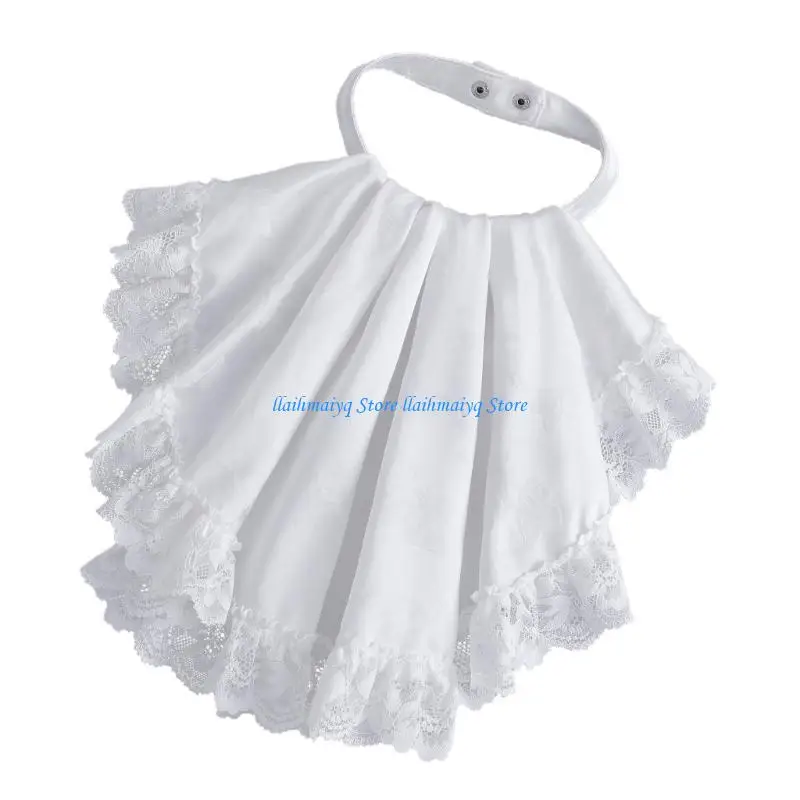 573B Victorian Lace Drape Courtstyle Faux Collar Neckpiece Decorative Collar Neckwear for Fomal Event and Halloween Party