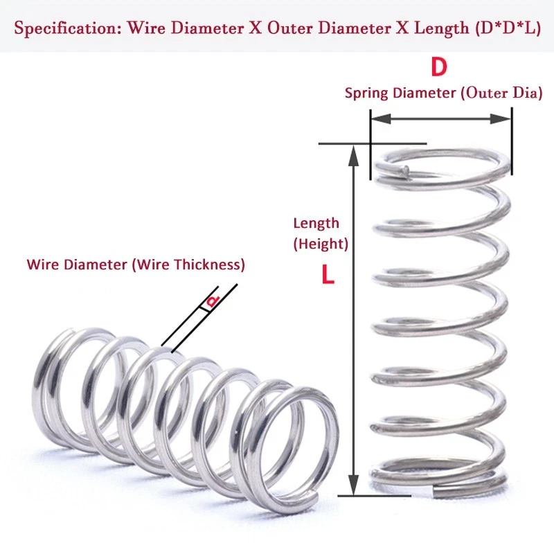 10Pcs Diameter 0.3mm Compression Spring 304 Stainless Steel Pressure Springs Wire Micro Miniature Outside Diameter 1.0~7.0mm