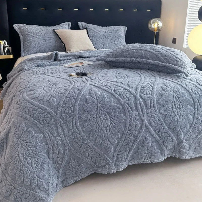 European Style 3D Floral Printed Blanket Adult Thick Coral Fleece Blanket in Winter Warm Easy To Maintain Air Conditioning Quilt