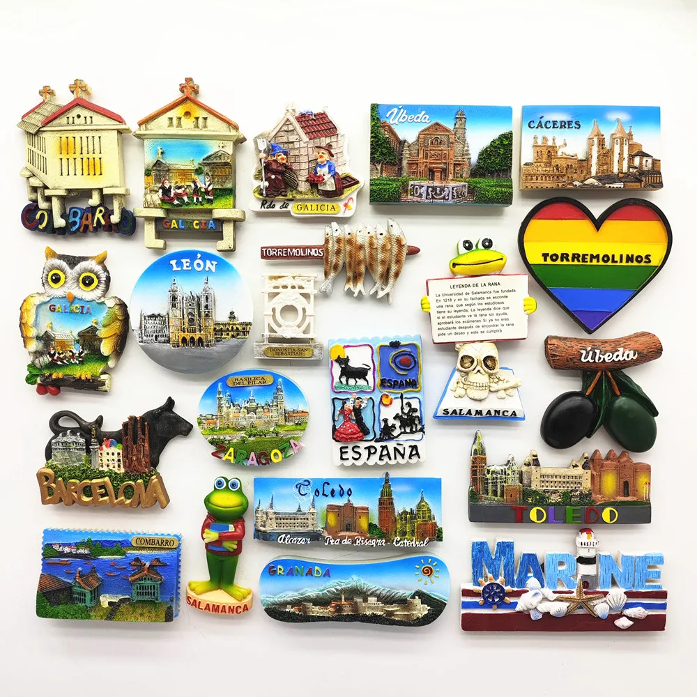 Europa España Toledo Granada Torremolinos Salamanca Caceres Ubeda Galicia colección de pegatinas magnéticas para refrigerador imanes para nevera