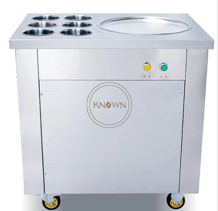 

Single round pan single air compressor Thailand fry ice cream roll machine for sale