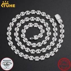 TUHE High Quality luxury Necklace 925 Silver Cuban Chain VVS1 Moissanite Necklace For Men Women Hip Hop Jewelry Gift