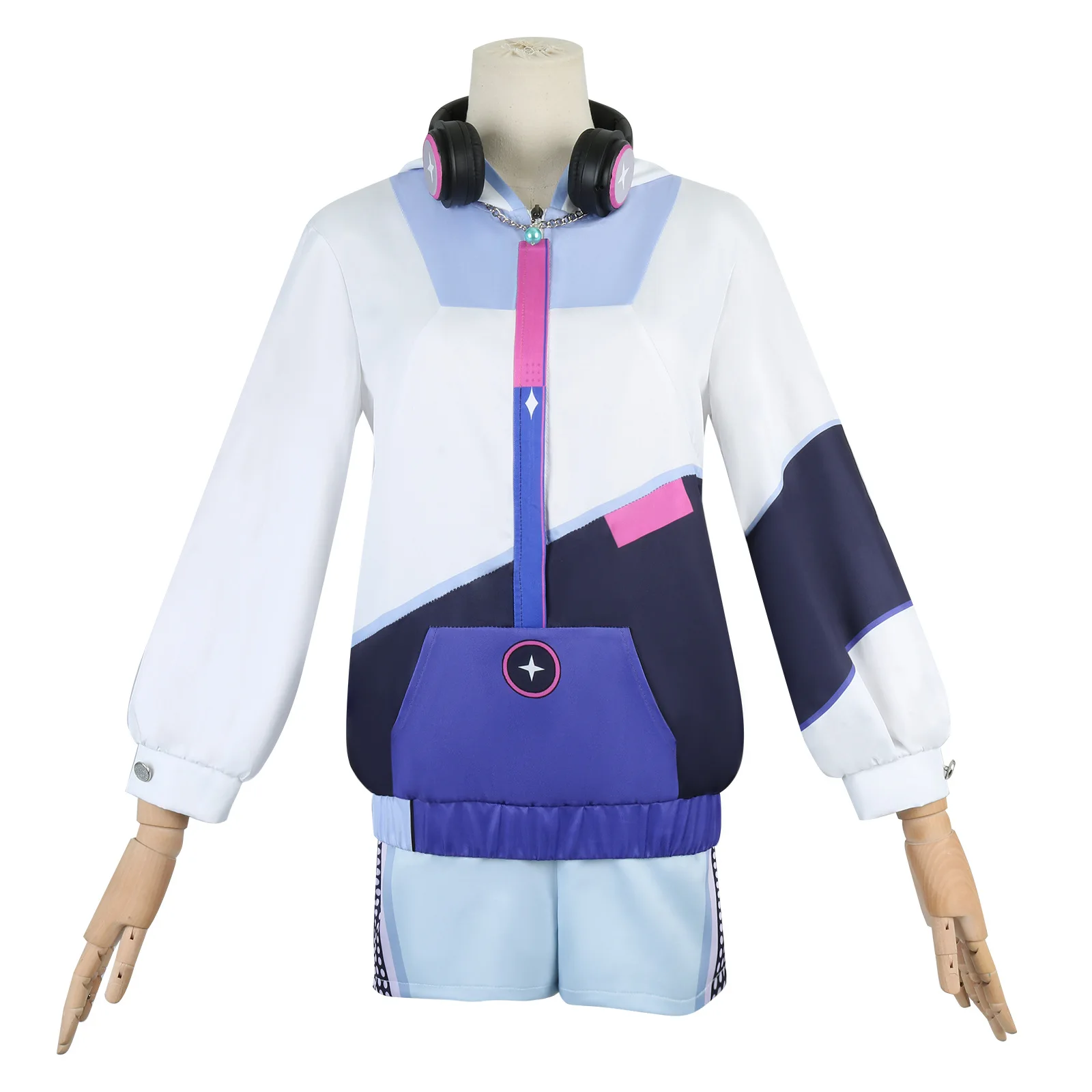 Qiqi genshin ชุดคอสเพลย์สไตล์ใหม่ชุดยูนิฟอร์มวิกผมชุดหูฟังชุดงานปาร์ตี้ฮาโลวีนสำหรับผู้หญิง