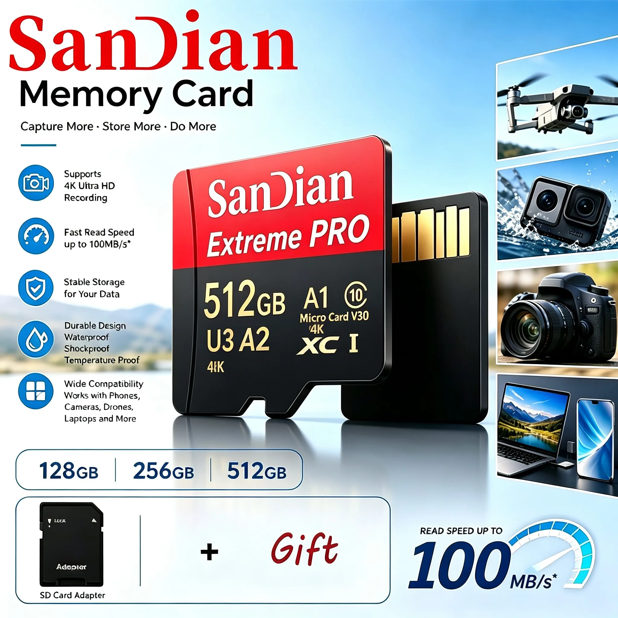 Bold TF Cards 128GB 512GB 256GB Micro TF SD Card Memory Card SD Cards for GoPro/Driving Recorder/Tablet/MP4 Player/Dashcam
