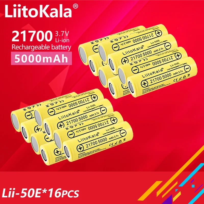 

16PCS LiitoKala Lii-50E/Lii-40A 21700 4000mah/5000mAh 3.7V Li-ion battery Rechargeable Battery for Flashlights Headlamps Toys