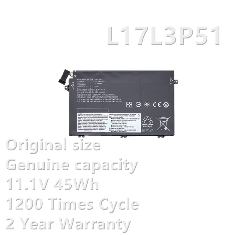 CSBD L17L3P51 Laptop Battery For Lenovo ThinkPad E15 E480 E490 E495 E580 E585 E590 E595 Series 01AV445 L17M3P52 SB10K79606