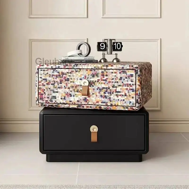 home furniture modern drawers Storage locker bedside table Rotating Mid-century black Bed side table Cabinet bedroom comfortable
