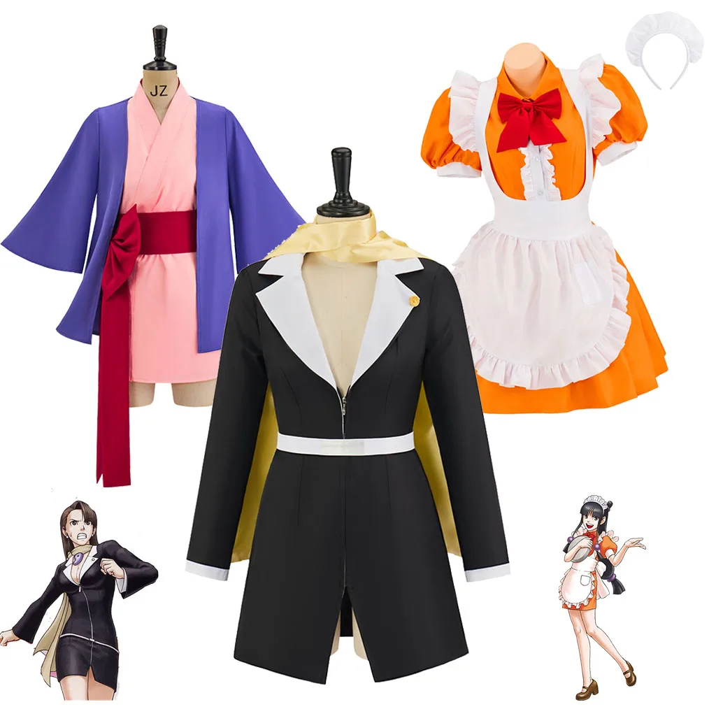 Game Ace Attorney Maya Fey Cosplay Dress Maya Fey Sexy Maid Dress Purple Kimono Mako Suzuki Full Set For Women