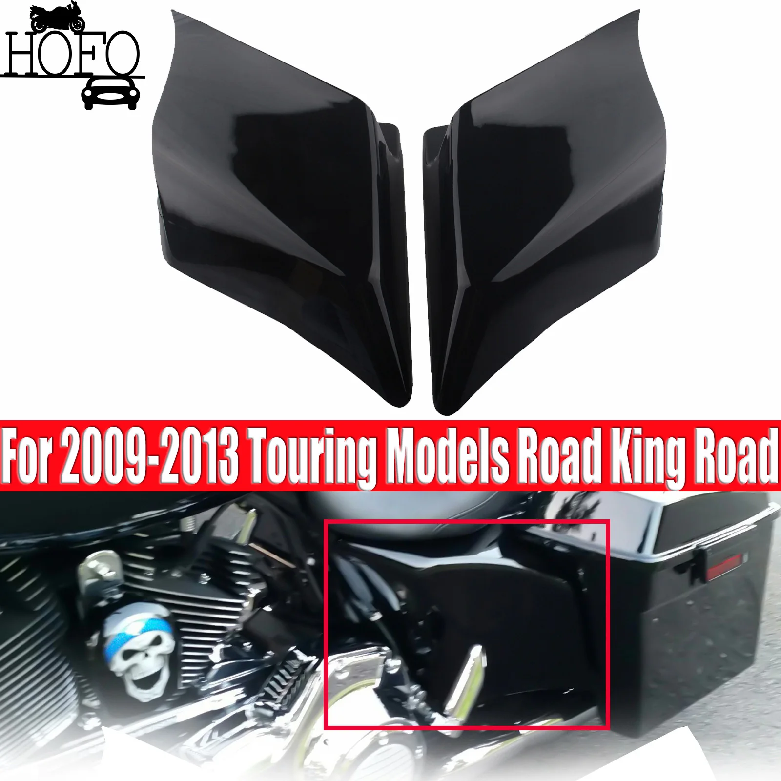 

For 2009-2013 Touring Models Road King Road Glide Street 1 Pair Motorcycle Stretched Extended Side Cover Panel Gloss
