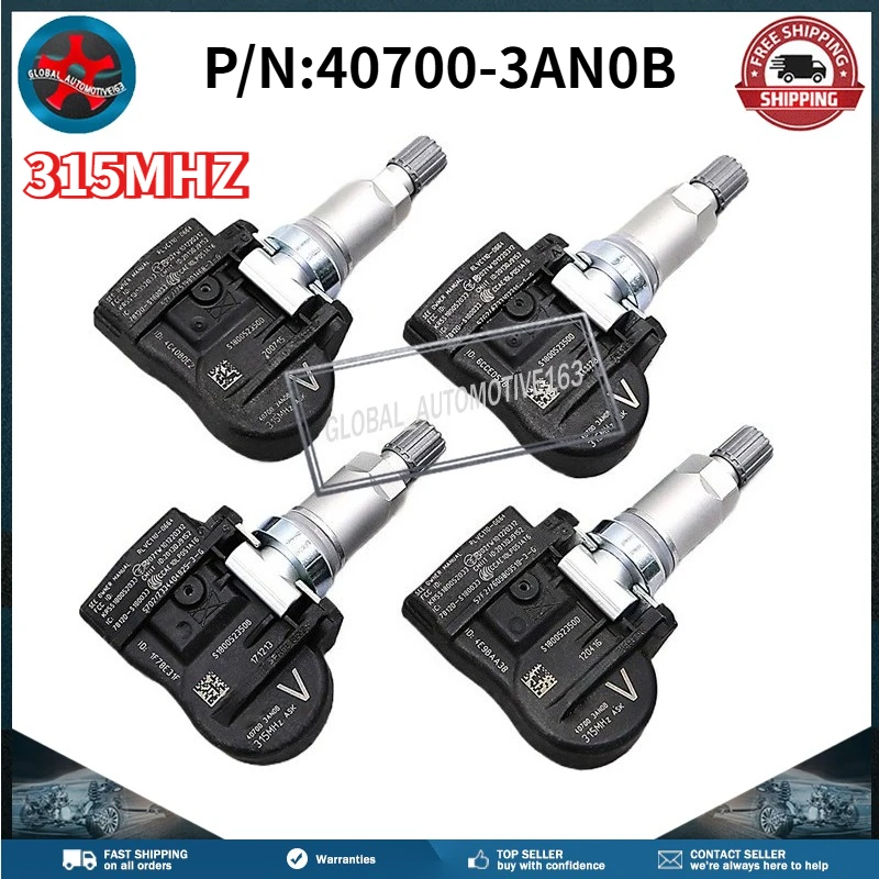 

Комплект из 4 датчиков давления в шинах (TPMS) 40700-3AN0B 315 МГц для Nissan Frontier, Maxima, NV200, Sentra, Versa, Versa Note