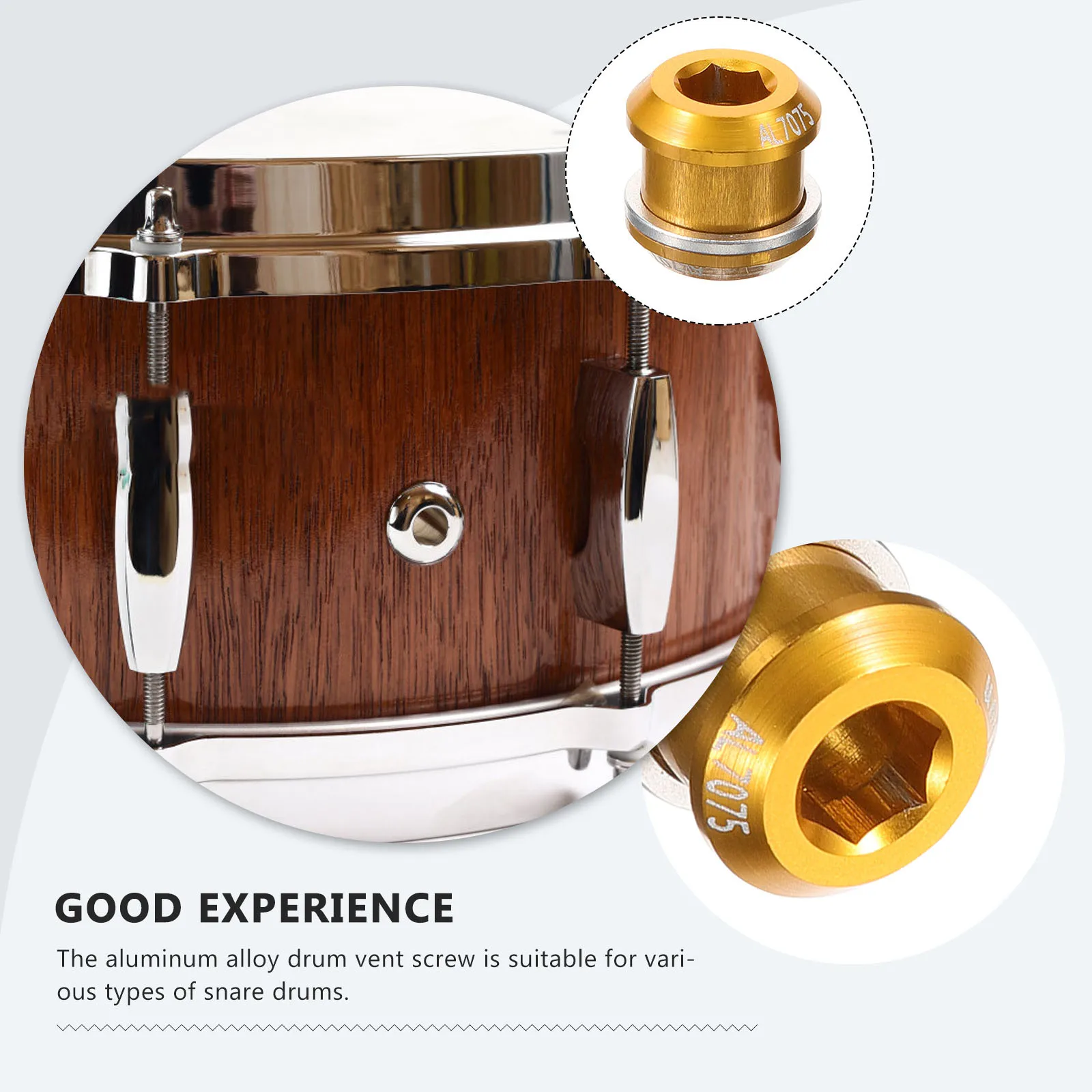 

Aluminum Alloy Drum Vent Screw High Resistance Snare Bass Drum Air Vent Durable Percussion Parts Percussion Instrument Supply