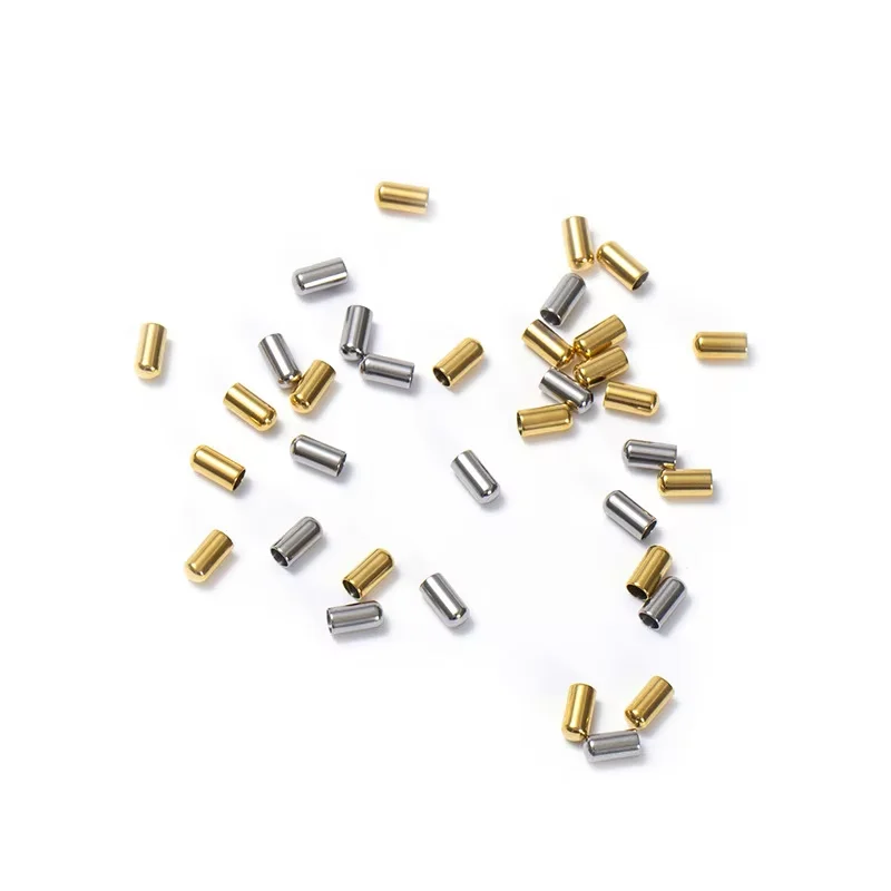 100pcs Gold Stainless Steel Crimp Clasps DIY Cord Bracelet Fastener End Caps Leather Necklace for Jewelry Making DIY Findings