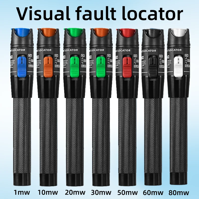 Visual Fault Locator 1/10/20/30/50/60/80MW เครื่องทดสอบสายเคเบิลไฟเบอร์ออปติกเครื่องมือ FTTH Optical Fiber Tester SC/FC/ST 2.5 มม.อินเทอร์เฟซ VFL