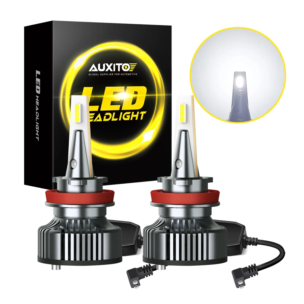 

AUXITO 2Pcs H11B LED Headlight Bulb With Fan For Kia Sedona Hyundai Santa Fe Honda Civic Ford Fiesta H11B LED High Power 6500K