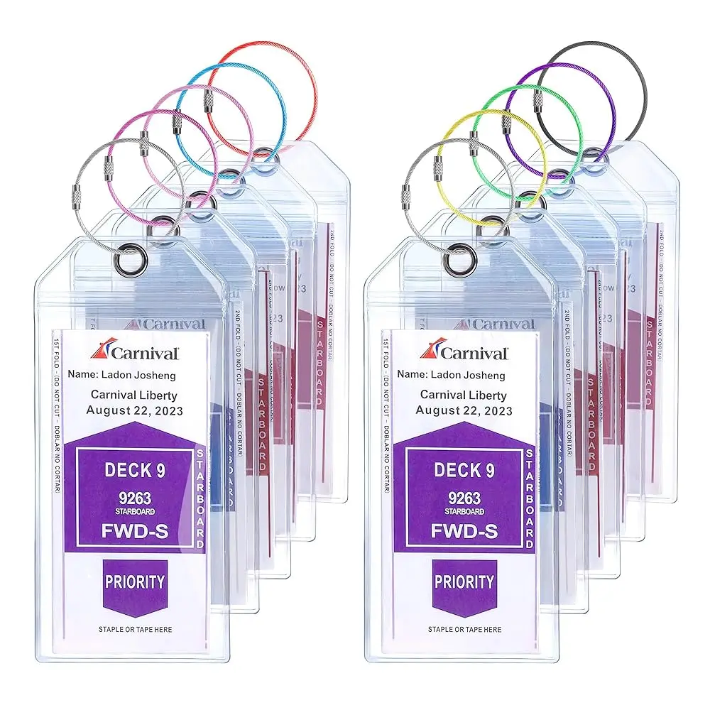 

Cruise Luggage Tag Holders for Carnival, Princess, NCL Luggage Tags for Cruise Ship Must Haves 2026 for Cruise Lovers, 10 Pac