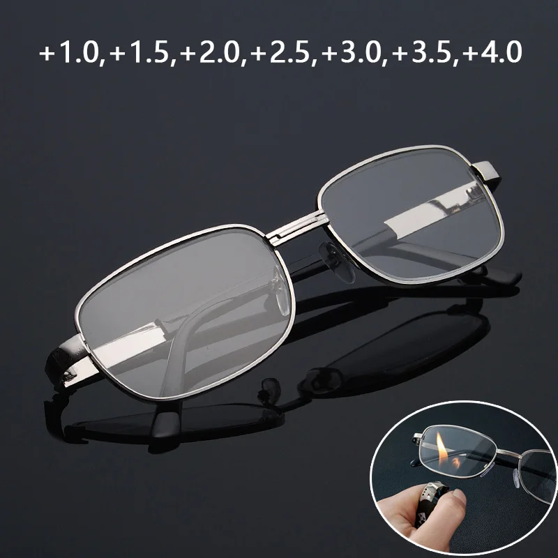 

Scratch Proof Reading Glasses Men's Presbyopia Glasses Anti Fatigue Prescription Glasses Metal Frame Eyeglasses +1.0 To +4.0