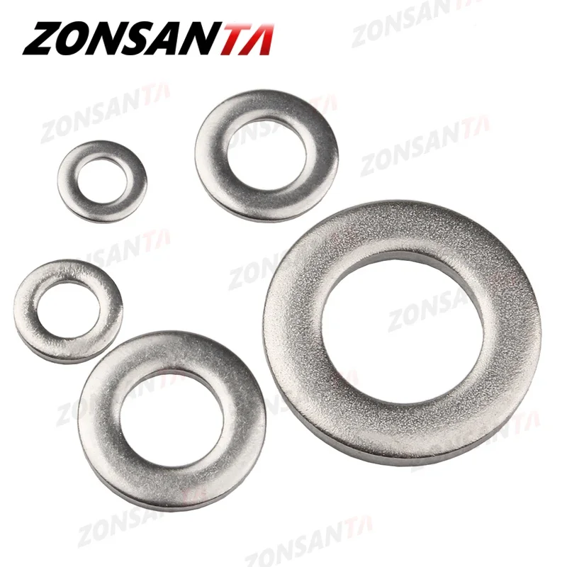 ZONSANTA Rondella Piatta M2 M2.5 M3 M4 M5 M6 M8 M10 M12 M14 M16 304 In Acciaio Inox Mesone Rondelle Pianura rondella Guarnizioni Spacer Shim