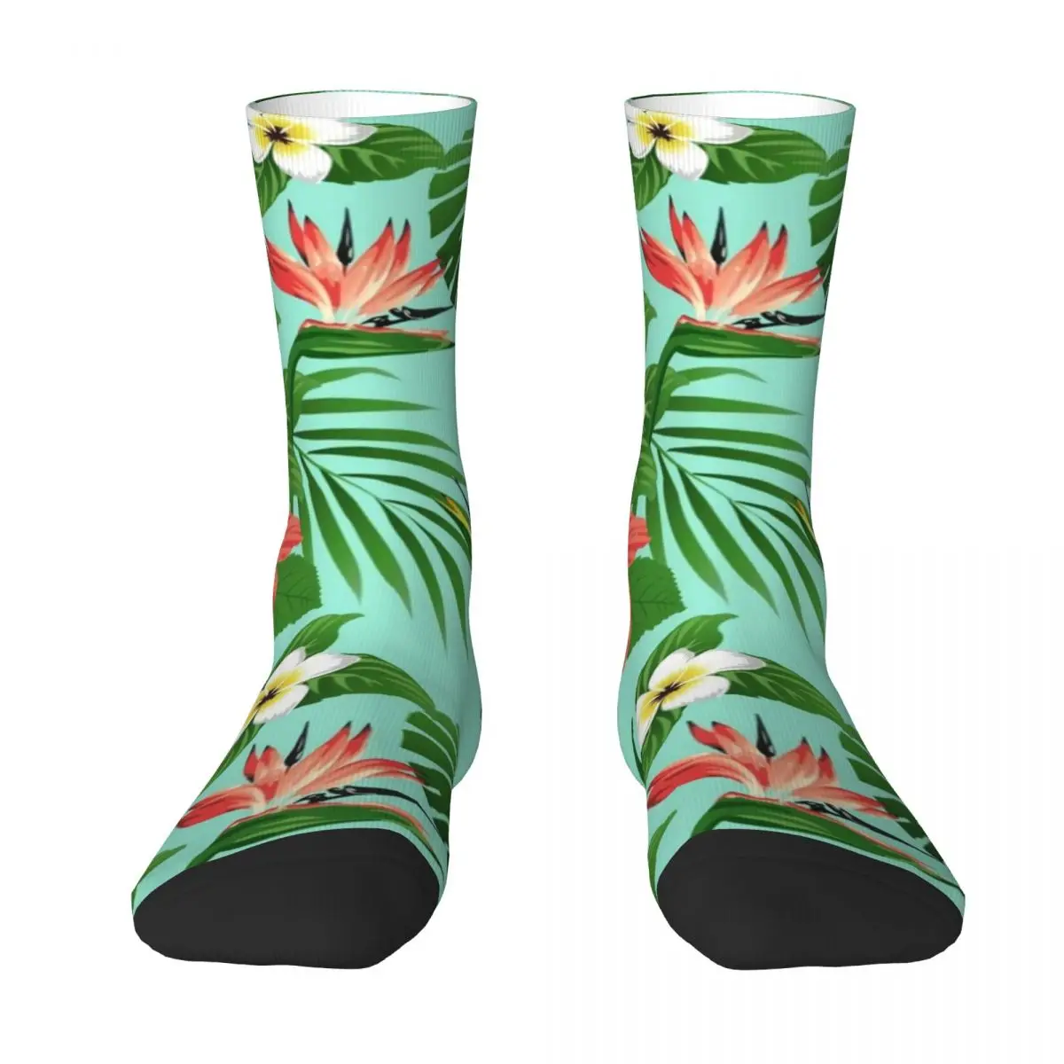 Gorgeous Tropical Floral Socks Winter Hawaii Flower Stockings Elegant Girls Quality Socks Graphic Running Anti Sweat Socks