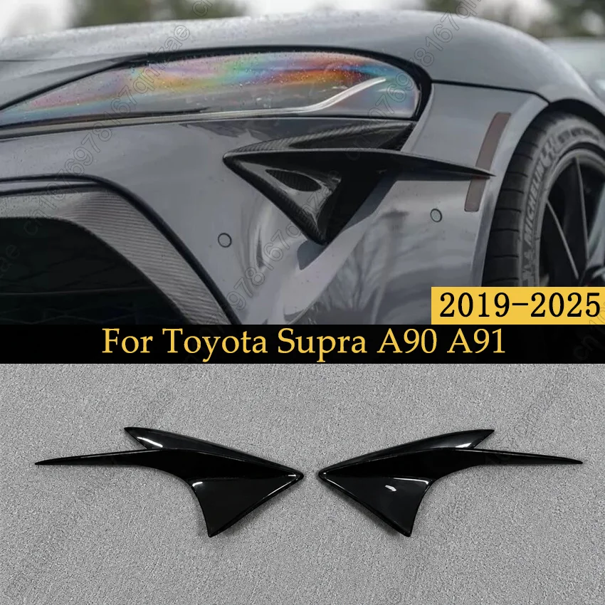2PCS Gloss Black Front Bumper Canards Blade Splitter Spoiler Air Vent Planes Body Kits For Toyota Supra A90 A91 2019-2025