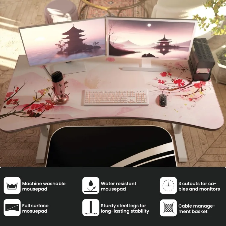 Arena-Water Resistant Gaming Desk, Edição especial, Ultraleve, Curvo, Superfície cheia, Personalizado