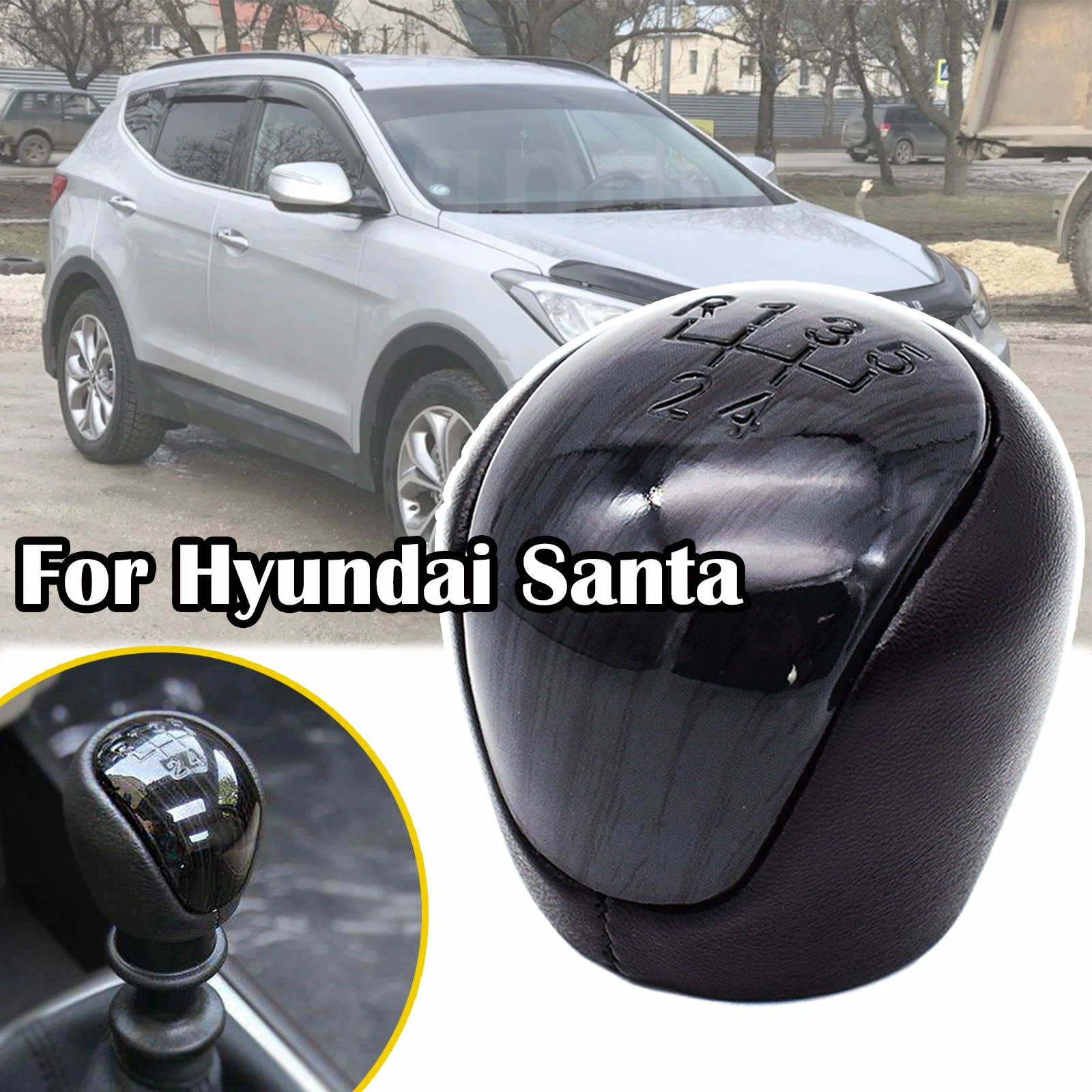 

For Hyundai Santa Inokom Santa Fe 2 2005 2006 2007 2008 - 2012 MT 5 Speed Gear Stick Shift Knob Lever Pen Adapter Replacement