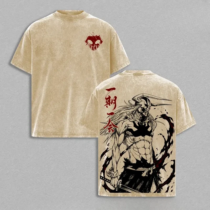 Kurosaki Ichigo BLEACH Graphic T Shirt Men Women Short Sleeve Cotton Tshirts Vintage Washed Tee Harajuku Male Casual T-shirt