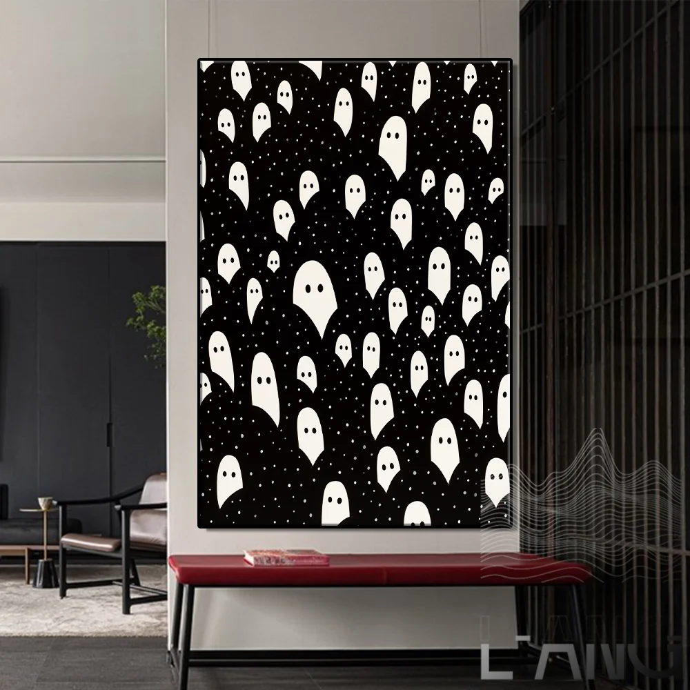 

Yayoi Kusama Art style Polka Dot Ghost Cute Ghost printed poster Home Canvas restaurant bar decorative painting Original custom