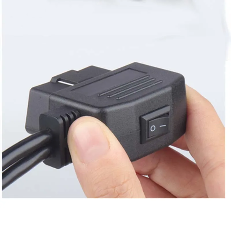 Optional Car Power Adapter Cigarette Lighter OBD2 Plug To USB Interface Cable 16Pin with Switch Obd Female Head Tram Charger