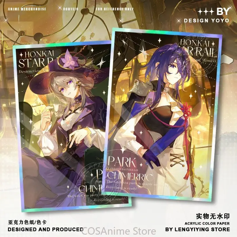 

Honkai: Star Rail Herta Acheron Ruan Mei Cosplay Anime Cartoon Double Flash Color Card Colored Paper Collection Signature Card