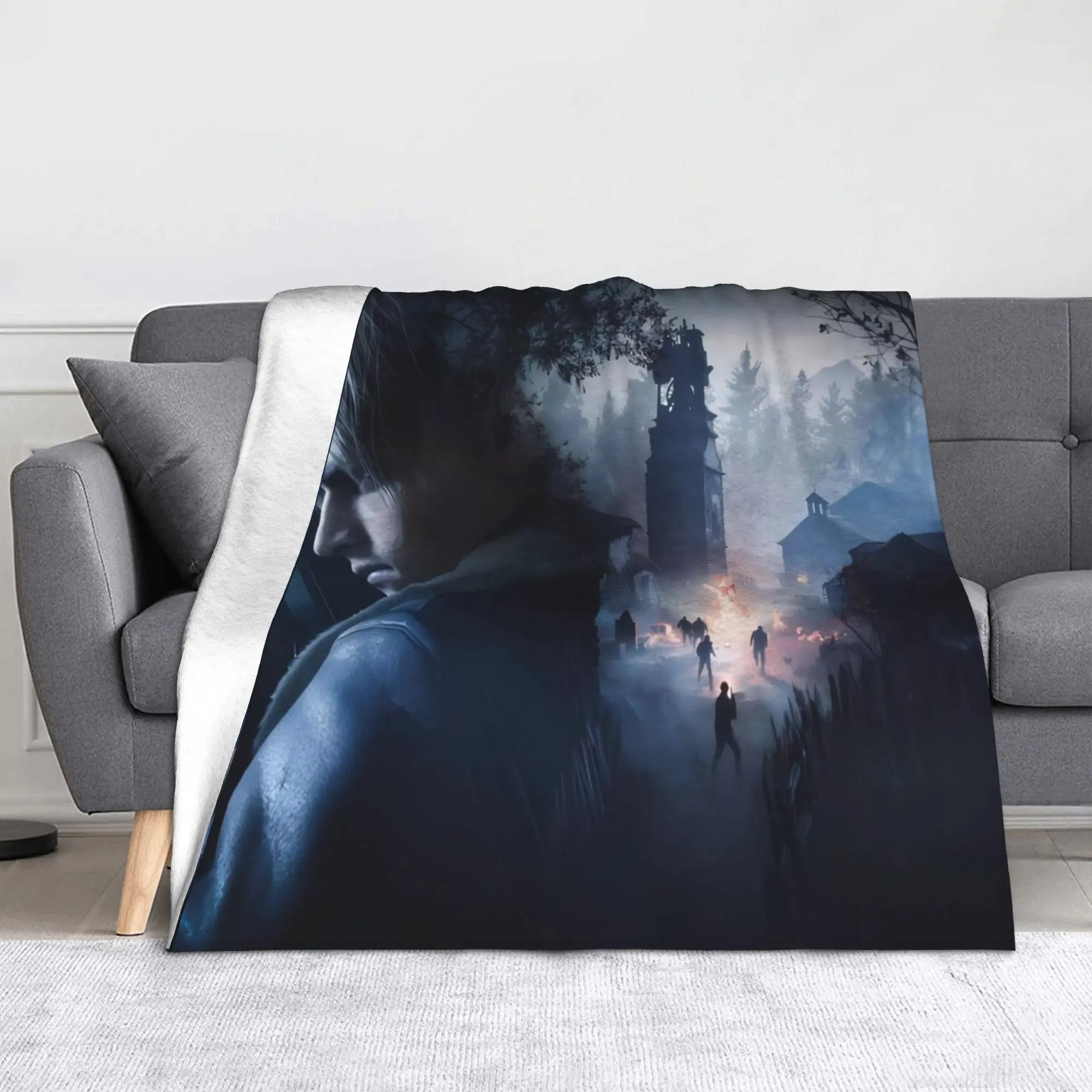 Residents Evils 9 Requiem Game Fans Blanket Multi-size Warm Cozy Fluffy Leon Kennedy Throw Blankets for Couch Sofa and Bed