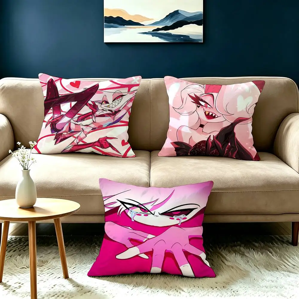 A-Angel Dust H-Hazbin H-Hotel Square Double-Sided printed Pillow Case Bedroom Bedside Pillow Sofa Cushion Cover