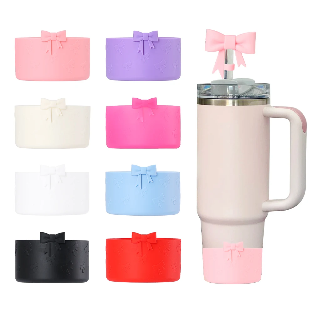 New silicone cup cover anti slip and heat-insulating cup cover butterfly bow 7.5CM/12-40oz universal cup cover base