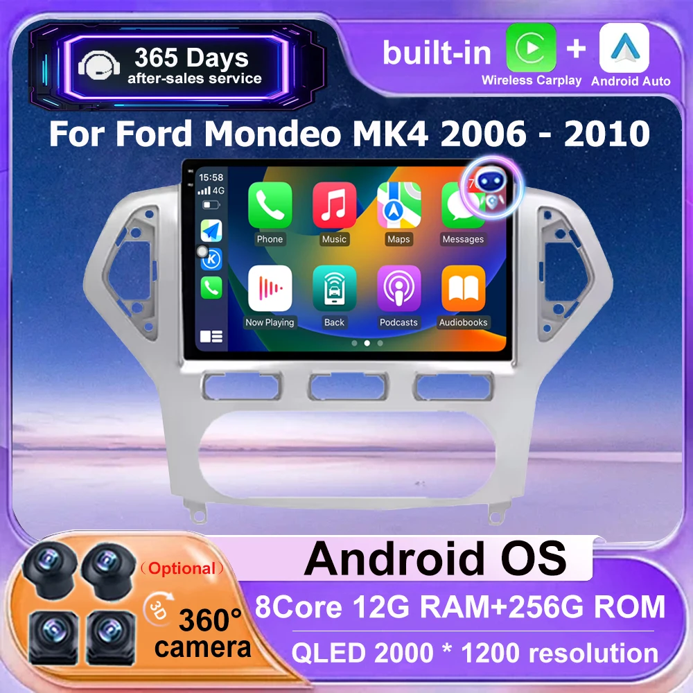 

10'' For Ford Mondeo MK4 2006 2007 2008 2009 2010 Android 16 Auto Car Radio Multimedia Video Player GPS Navigation Carplay WIFI