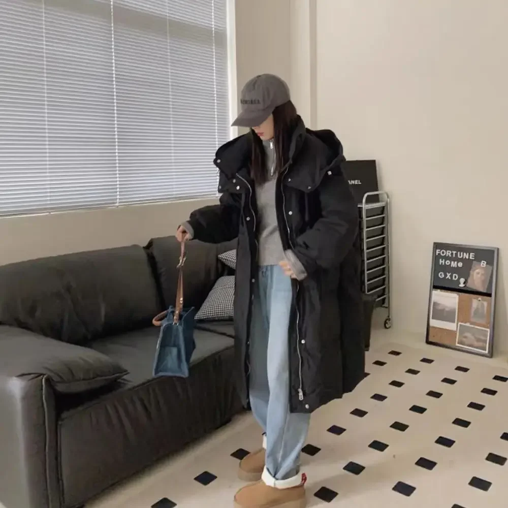 2025 Winter New Women's Oversized Down Cotton Jacket Commuter Long Warm Cotton Jacket