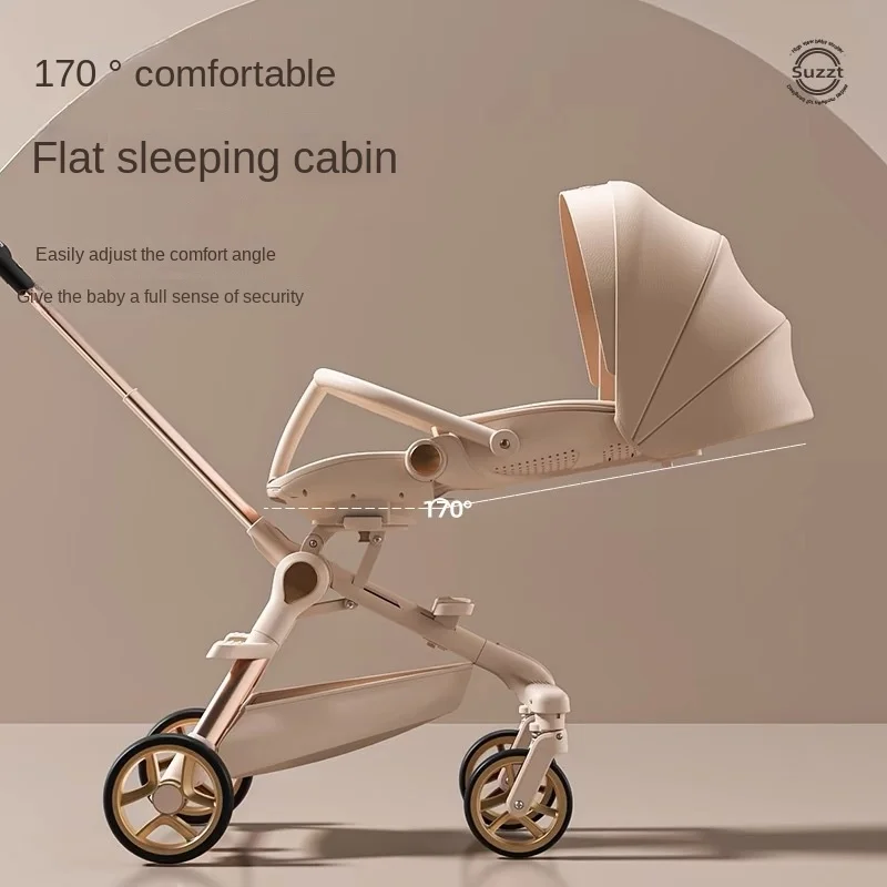 Newborn Stroller High Landscape Lightweight Folding Stroller Two-way Swivel Seat Multifunctional Four-wheeled Baby Stroller