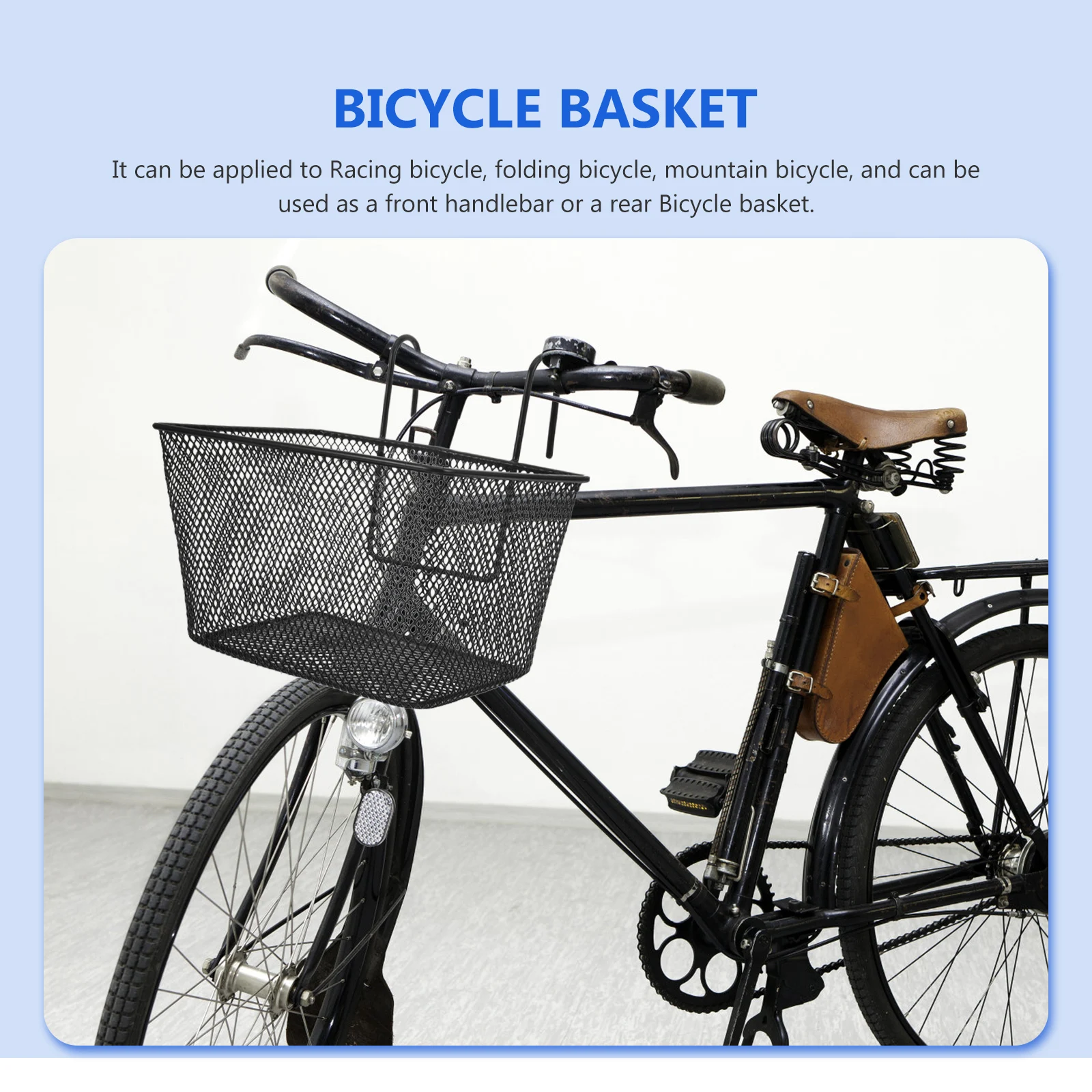 

Sturdy Iron Bike Basket Front Mount Detachable Metal Cycling Storage Large Capacity Easy Install Smooth Surface Electric Scooter