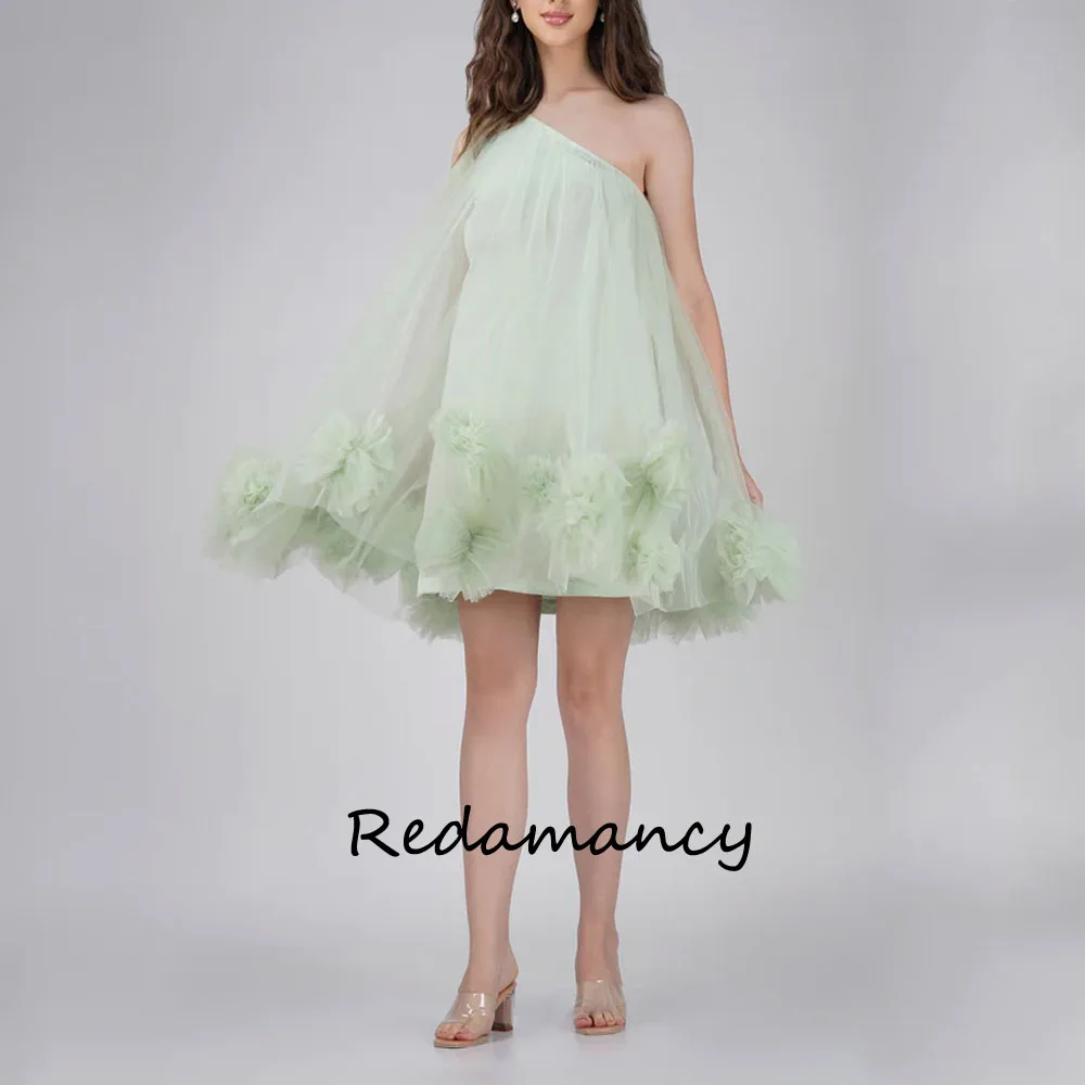 Redamancy Green One-Shoulder Chiffon A-LINE Homecoming Dresses 2024 Backless Slim Knee-Length vestidos de novia Party Dress