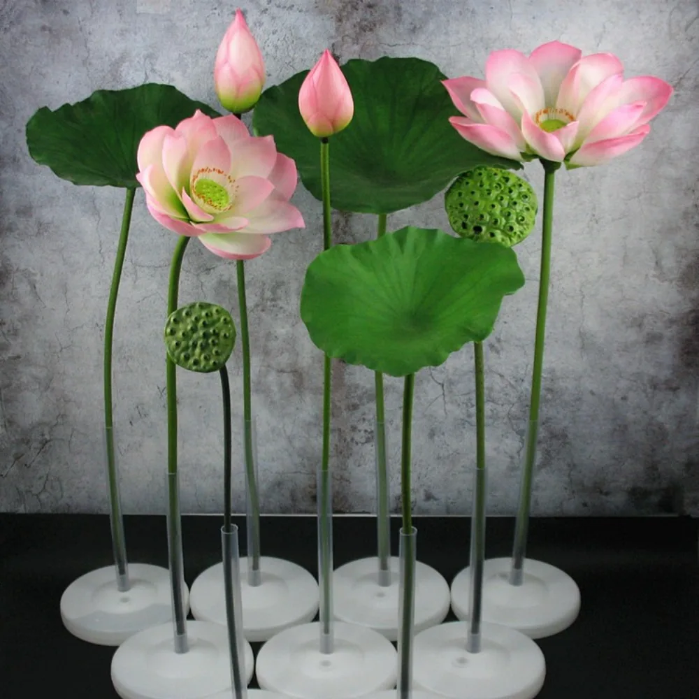 DIY Decoration Artificial Flower High Quality Long Stem Landscape Simulation Lotus Lotus Artificial Flower Pole Artificial Lotus